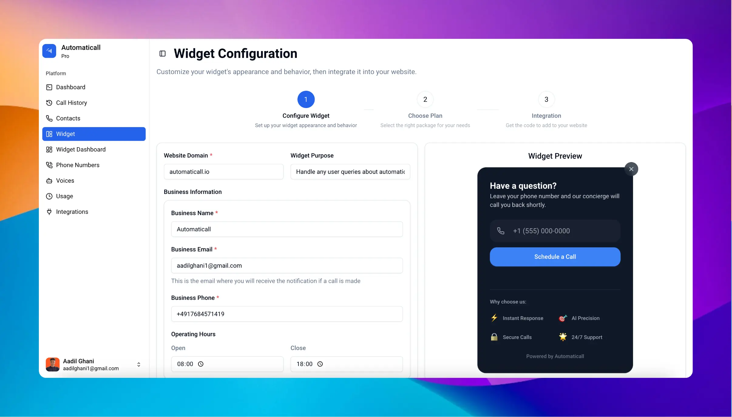 Widget on your website